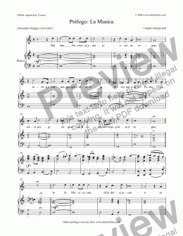 page one of Pròlogo: La Musica [Monteverdi]