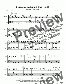 page one of 4 Seasons: Autumn ( The Hunt): Violin & Viola