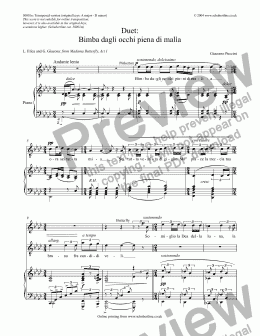 page one of Bimba dagli occhi piena di malìa - duet [Madama Butterfly: sop., tenor]