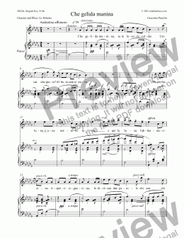 page one of Che gelida manina [La Bohème: tenor]