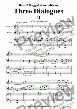 page one of Three Dialogues No.2  for Xylophone, Marimba & Piano