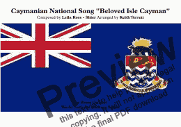 page one of Caymanian National Song ’’Beloved Isle Cayman’’ for Brass Quintet (MFAO World National Anthem Series)