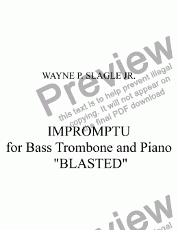page one of IMPROMPTU  for Bass Trombone and Piano  "BLASTED"