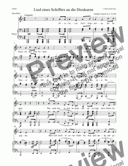 page one of Lied eines Schiffers an die Dioskuren D.360