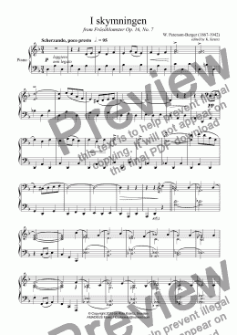 page one of I skymningen for piano solo