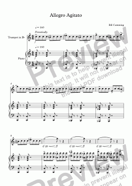 page one of "Allegro Agitato" for trumpet & piano
