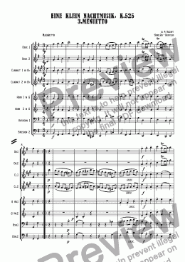 page one of Mozart: Serenade No.13 in G "Eine Klein Nachtmusik" K.525 3.Menuetto arr. wind octet (2 ob, 2 cl, 2 hn & 2 bsn)