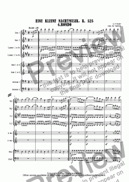 page one of Mozart: Serenade no 13 in G "Eine Kleine Nachtmusik" K. 525 4.Rondo arr wind octet (2 ob,2 cl, 2 hn, 2 bsn)
