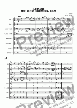 page one of Mozart: Serenade no.13 in G "Eine kleine Nachtmusik" K.525 II. Romanze arr. wind octet (2 Ob, 2 Cl, 2 Hn, 2 Bsn )