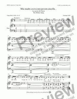page one of La canzon del Salice  - The Willow Song [Otello: sop.]