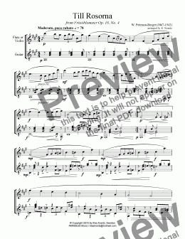 page one of Till Rosorna for flute or violin and guitar