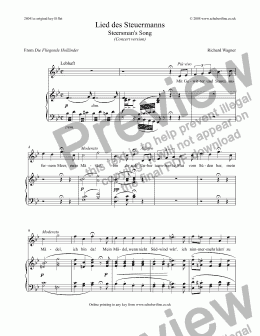 page one of Lied des Steuermanns  - Steersman’s Song (Concert version) [Fl. Holländer: tenor]