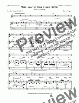 page one of Mein Herz, voll Treue bis zum Sterben (Concert version) [Holländer: tenor]