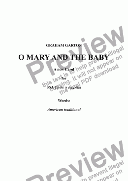 page one of CAROL - ’O MARY AND THE BABY’ A new simple Carol for SSA Choir a cappella