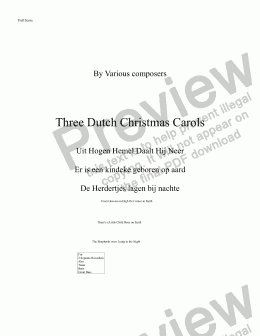 page one of 3 Dutch Christmas Carols for Recorder Ensembles