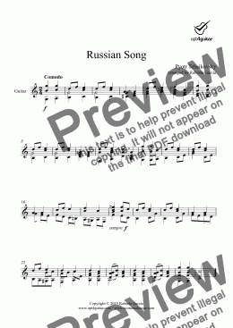 page one of Russian Song for solo guitar