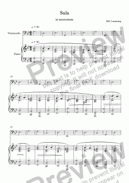 page one of "Sula - In memoriam" for cello and piano