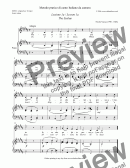 page one of Metodo pratico di canto Italiano da camera  Lezione 1a / Lesson 1a The Scales