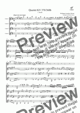 page one of Quartet KV 370/368b (3. Rondo) for guitar quartet