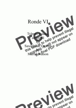 page one of Susato: Ronde VI for Saxophone Quartet