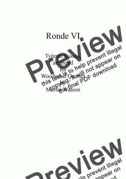 page one of Susato: Ronde VI for Woodwind Quartet