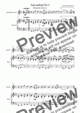 page one of Adventlied Nr.3 Klarinette in B-Klavier