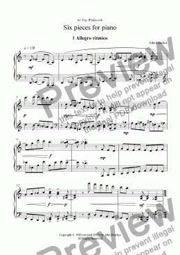 page one of Six Pieces for Piano
