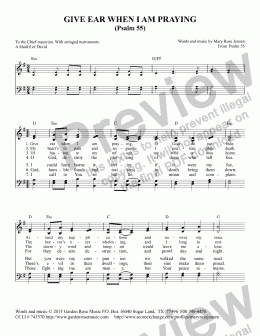 page one of Give Ear When I am Praying (From Psalm 55) SATB