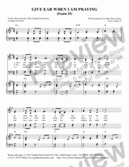 page one of Give Ear When I am Praying (From Psalm 55) SATB + keyboard