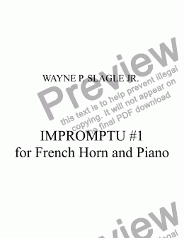 page one of IMPROMPTU #1  for French Horn and Piano