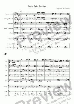 page one of "Jingle Bells Fanfare" for brass quintet