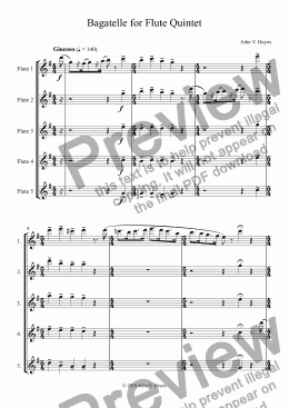page one of Bagatelle for Flute Quintet