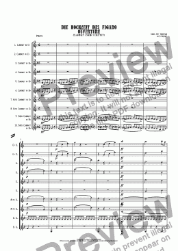page one of Mozart: Die Hochzeit Des Figaro (The Marriage of Figaro) Ouverture (Overture) K.492 arr clarinet choir (dectet)