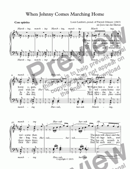 page one of When Johnny Comes Marching Home [American folksong] (choir TTBB)