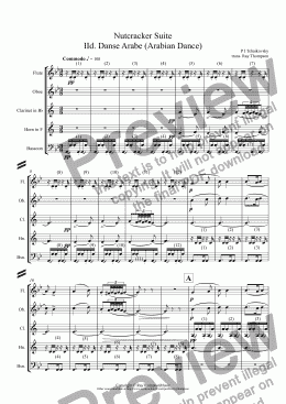 page one of Tchaikovsky: Nutcracker Suite Mvt. IId. Danse Arabe (Arabian Dance) arr. wind quintet