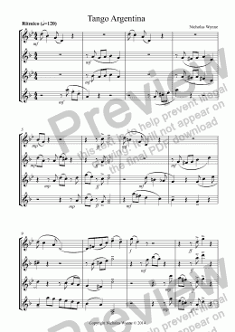 page one of Tango Argentina for Sax Quartet