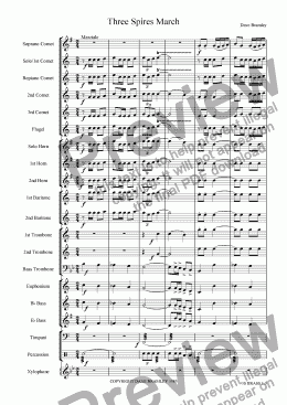 page one of Three Spires March (Brass Band version)