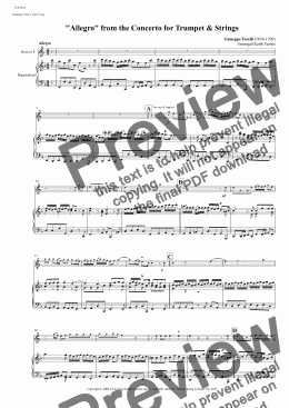 page one of Allegro from the Trumpet Concerto for French Horn & Keyboard