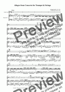 page one of Allegro from the Trumpet Concerto for Double Bass & Keyboard