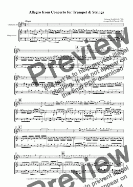 page one of Allegro from Trumpet Concerto for Bb Clarinet & Keyboard