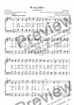 page one of Ik zeg adieu [Flemish folksong] (choir SATB)