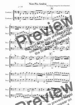 page one of Non Piu Andrai for Trombone Duet