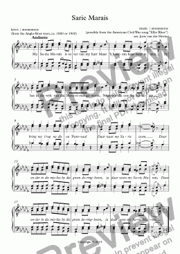 page one of Sarie Marais [South-African folksong] (choir TTBB)