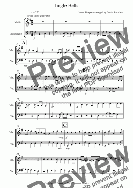 page one of Jingle Bells (Jazzy Style!) for Violin and Cello Duet