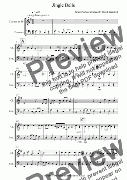 page one of Jingle Bells (Jazzy Style!) for Clarinet and Bassoon Duet
