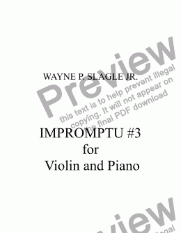 page one of IMPROMPTU #3  for Violin and Piano