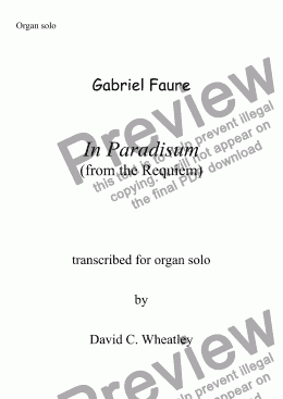 page one of Faure - In Paradisum (from the requiem) full version for organ