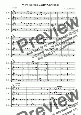 page one of We Wish You a Merry Christmas arr for Recorder Quartet