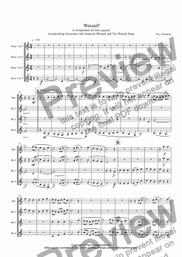 page one of Wassail!  (includes :Gloucester Wassail, Somerset Wassail and The Wassail Song.) for horn quartet
