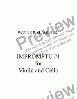 page one of IMPROMPTU #1  for Violin and Cello
